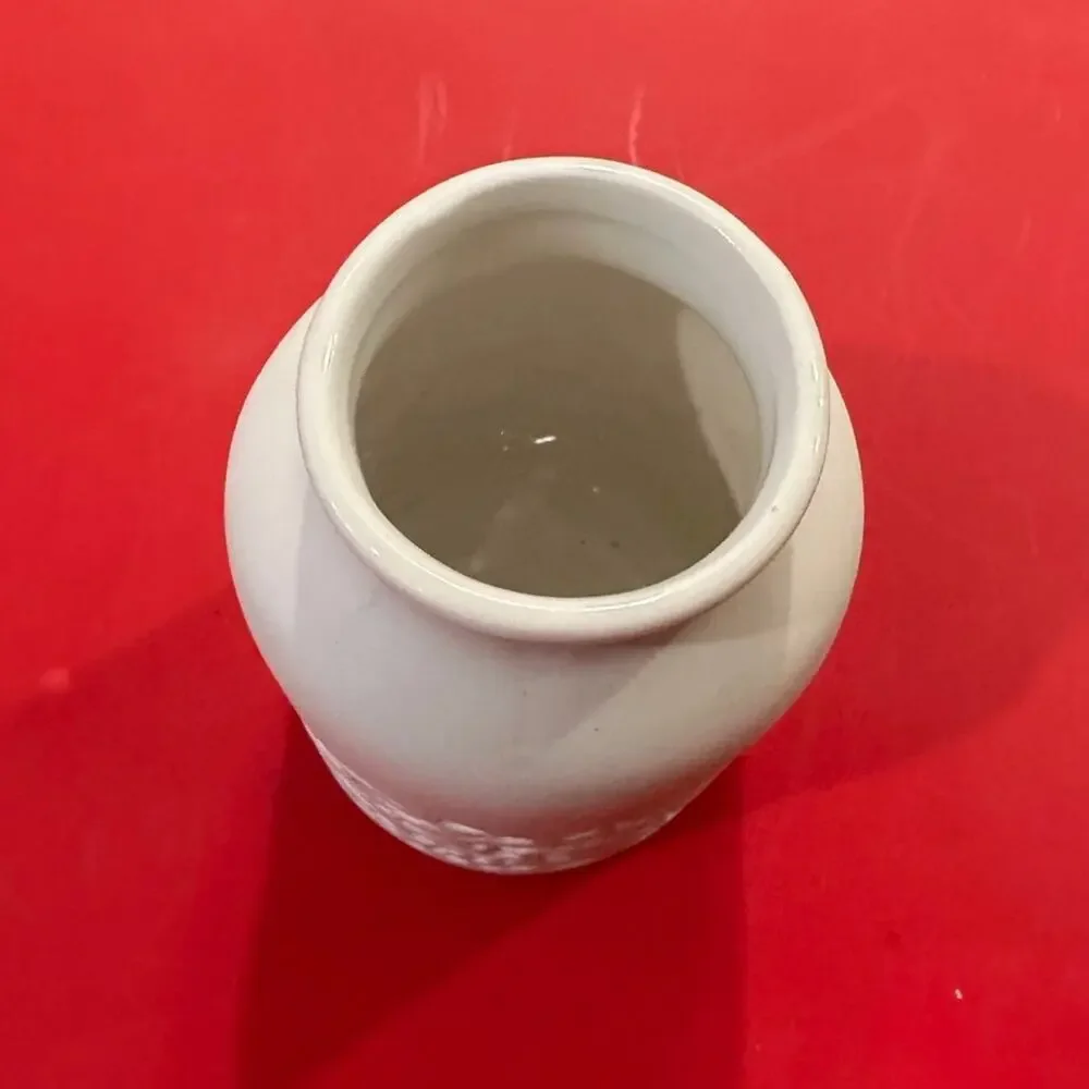 White Etched Floral Print Vase